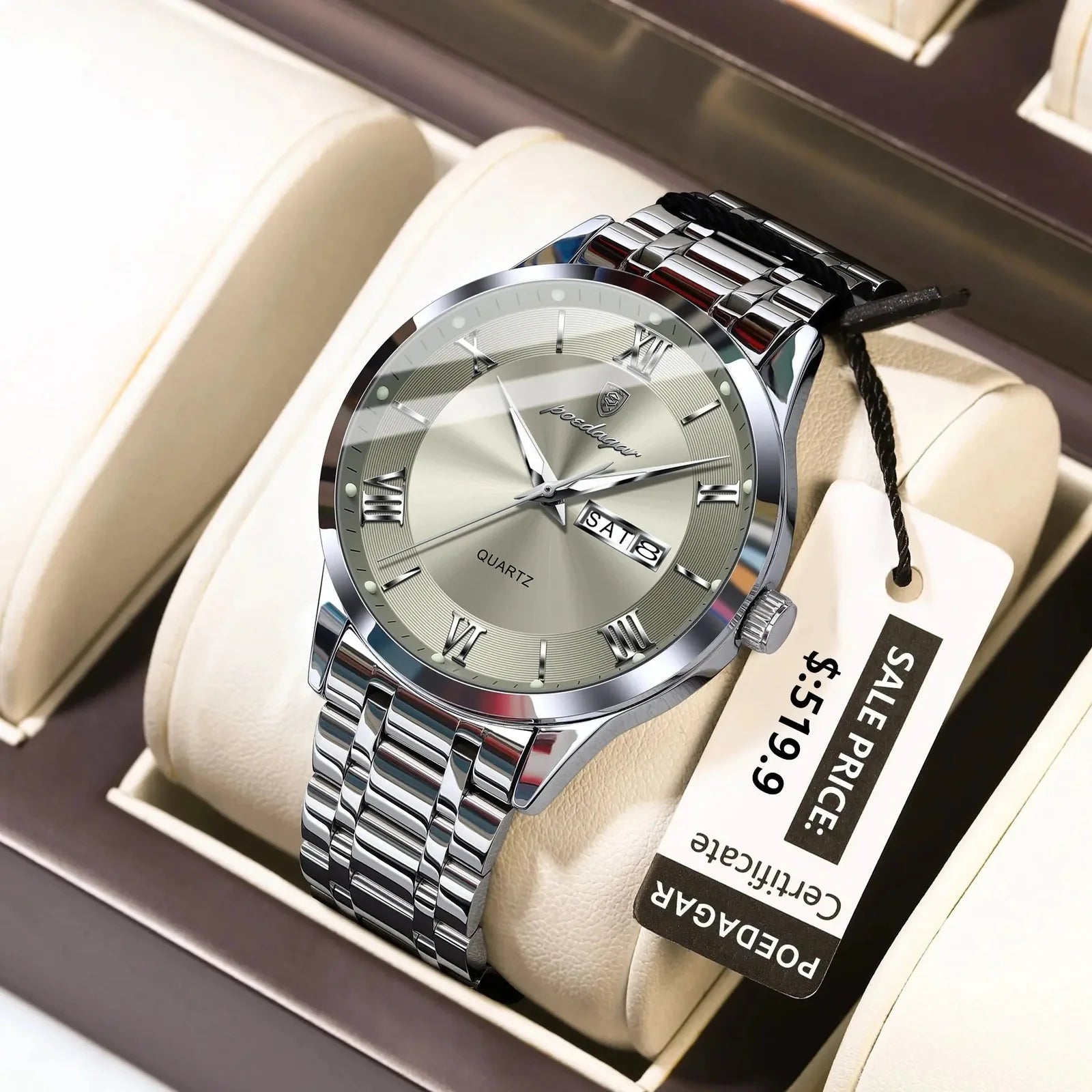 Relógio Masculino Elegante em Aço Inoxidável Resistente a Água