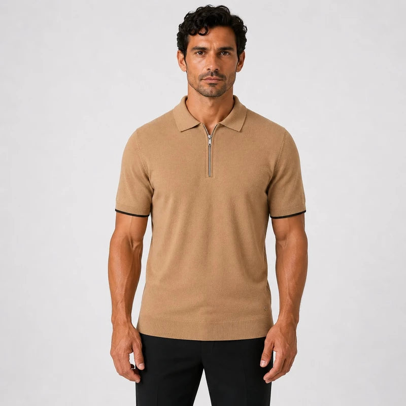 Camisa Polo Masculina Slim Fit Com Meio Zíper Vicenza
