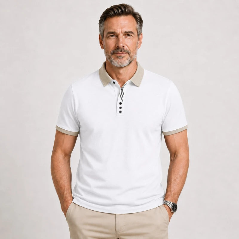 Camisa Polo Masculina Génova Algodão Casual Versátil Botões
