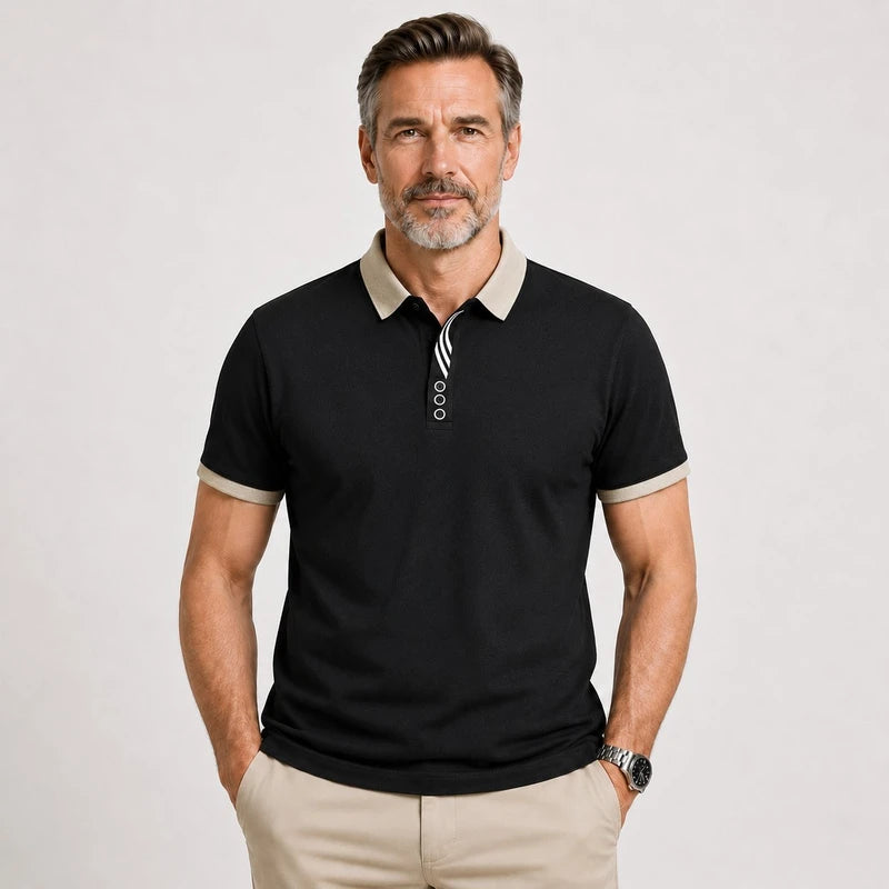 Camisa Polo Masculina Génova Algodão Casual Versátil Botões