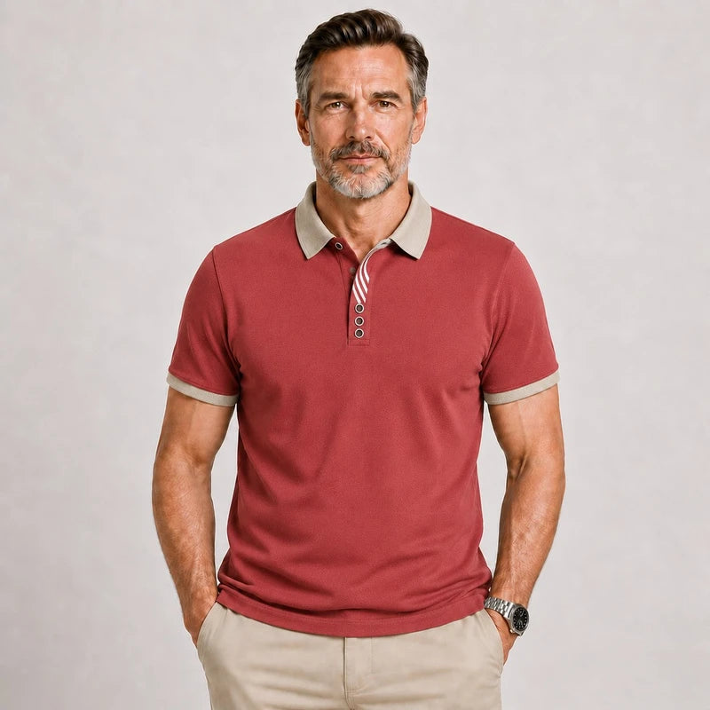 Camisa Polo Masculina Génova Algodão Casual Versátil Botões