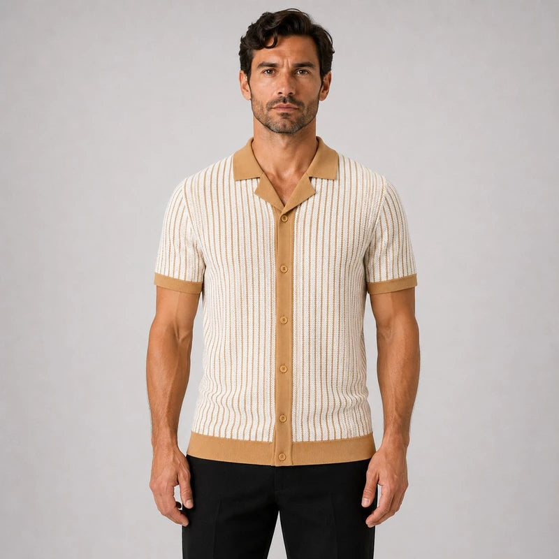 Camisa Polo Masculina Malha Listrada Portofino