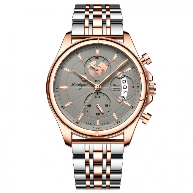 Relógio Masculino Aço Inoxidável Quartzo Borghese – cor Cinza