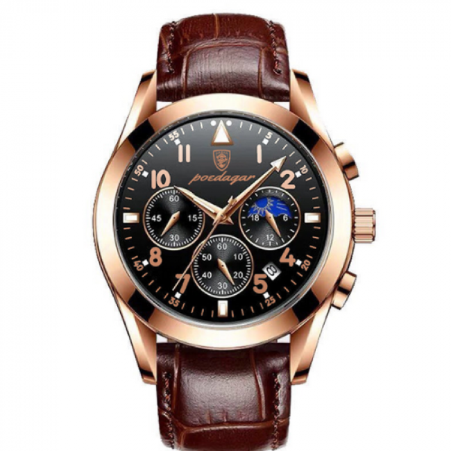 Relógio Masculino Pulseira de Couro Sintético Quartzo Brescia – cor Clássico Bronze